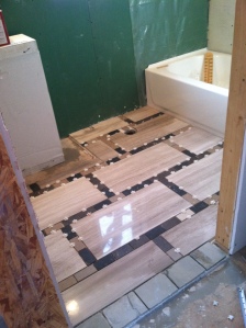 floor tile mortared